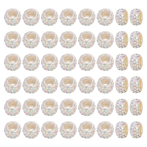 FSSTUD 100 Stück 12 mm große Loch Strass europäische Perlen Schlangenkette Abstandshalter Perlen Glitzer Schmuckherstellung Perle Feengarten Perlen Lampwork Handwerk Abstandshalter für Halskette von FSSTUD