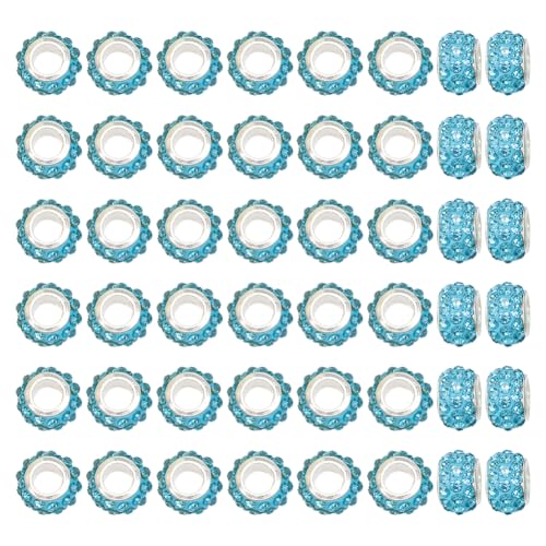 FSSTUD 100 Stück 12 mm große Loch Strass europäische Perlen Schlangenkette Abstandshalter Perlen Glitzer Schmuckherstellung Perle Feengarten Perlen Lampwork Handwerk Abstandshalter für Halskette von FSSTUD