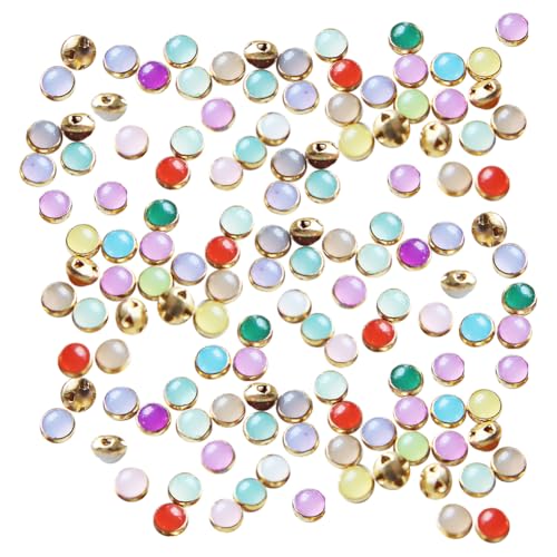 FSSTUD 100 Stück 4 mm kleine, halbrunde Knöpfe aus Kunststoff, Perlenknöpfe, Mini-Kleidung, Nähknöpfe, bunte Knöpfe, Verzierungen, zum Aufnähen von Kleidung, Perlen, winzige DIY-Kleidungszubehör für von FSSTUD