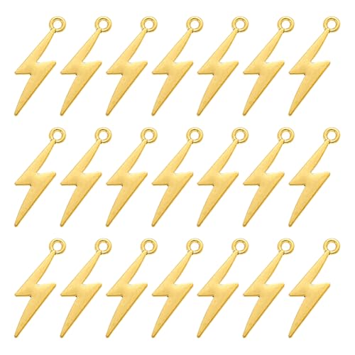 FSSTUD 100 Stück kleine Blitzbolzen Charms Metall Flash Thunder Charms Goldene Halskette Anhänger Charms DIY Armband Charms Vintage Ohrring Baumeln Charms Schmuckherstellung Anhänger Charms, 28 x 8mm FSSTUD 100 Stück kleine Blitzbolzen Charms Metall Flash Thunder Charms Goldene Halskette Anhänger Charms DIY Armband Charms Vintage Ohrring Baumeln Charms Schmuckherstellung Anhänger Charms, 28 x 8mm von FSSTUD