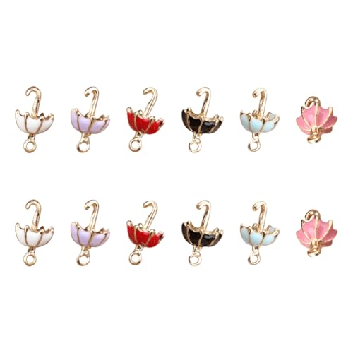 FSSTUD 12 Stück Metall-Regenschirm-Charms – mehrfarbig, Urlaubsthema, Vintage, Uni – Charm-Anhänger für Bastelarbeiten, 11 x 19mm (W x H), Kein Edelstein von FSSTUD