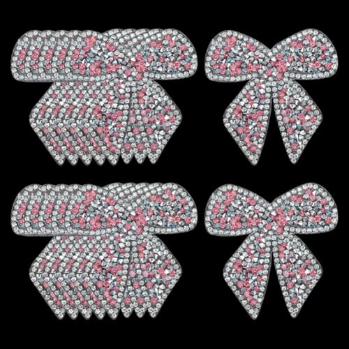 FSSTUD 12 Stück Strass-Schleifen-Patches zum Aufbügeln, Schleifenknoten-Applikationen, glitzernde Applikationen, zum Aufnähen, Kristall-Applikationen, niedliche Applikationen, Verzierungen, glänzende von FSSTUD