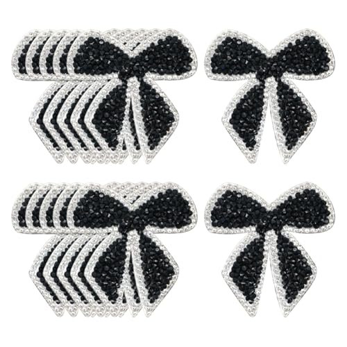 FSSTUD 12 Stück Strass-Schleifen-Patches zum Aufbügeln, Schleifenknoten-Applikationen, glitzernde Applikationen, zum Aufnähen, Kristall-Applikationen, niedliche Applikationen, Verzierungen, glänzende von FSSTUD