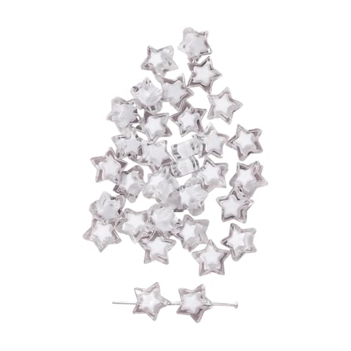 FSSTUD 180 Stück Acryl-Stern-Pony-Perlen, zur Herstellung von Armbändern, lose handgefertigte Stern-Abstandshalter, Schlüsselanhänger, Dekoration, Charms mit Loch für Halskette, Ohrringe, Weiß, 180 von FSSTUD