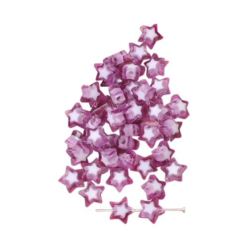 FSSTUD 180 Stück Acryl-Stern-Pony-Perlen, zur Herstellung von Armbändern, lose handgefertigte Stern-Abstandshalter-Perlen, Schlüsselanhänger, Dekoration, Charms mit Loch für Halskette, Ohrringe, Lila von FSSTUD