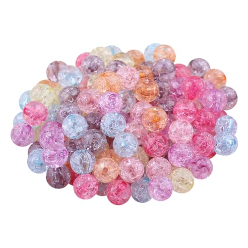 FSSTUD 190 Stück bunte runde Crackle-Perlen, Acryl, große Blasen-Perlen, klare farbige Perlen, helle Farbe, Bastelperlen für Schmuckherstellung, 190 Stück FSSTUD 190 Stück bunte runde Crackle-Perlen, Acryl, große Blasen-Perlen, klare farbige Perlen, helle Farbe, Bastelperlen für Schmuckherstellung, 190 Stück von FSSTUD
