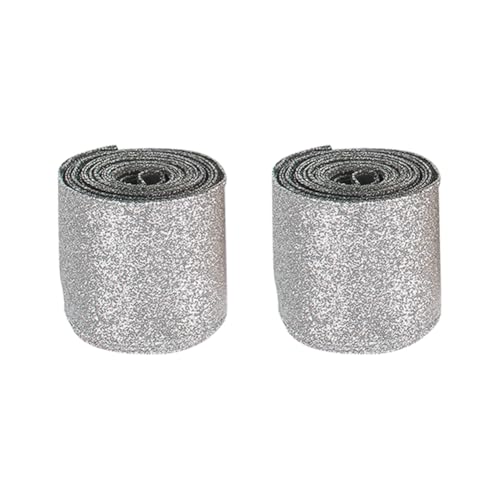 FSSTUD 2 Rollen 6 cm breites Glitzerband mit Draht, glitzerndes Geschenkband, metallisches Bastelband, dekoratives Weihnachtsbaumband, Urlaub, funkelndes Band für Heimdekoration, Silber FSSTUD 2 Rollen 6 cm breites Glitzerband mit Draht, glitzerndes Geschenkband, metallisches Bastelband, dekoratives Weihnachtsbaumband, Urlaub, funkelndes Band für Heimdekoration, Silber von FSSTUD