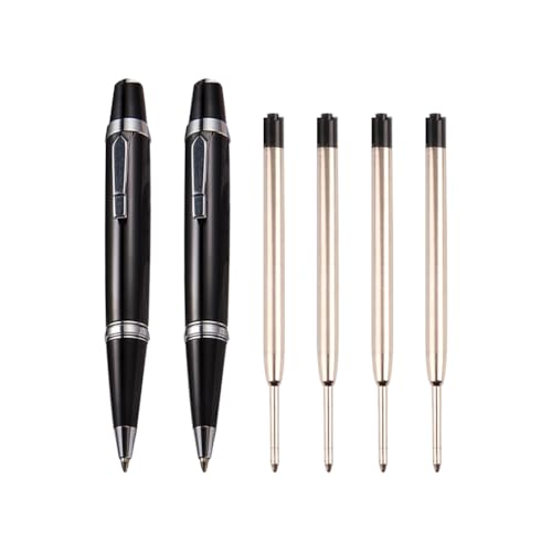 FSSTUD 2 Stück 1 mm mittlere Kugelschreiber, schwarze Tinte, kurze Metall-Kugelschreiber, klein, glattes Schreiben, Taschennotizen, mit 4 Stück Kugelschreiberminen für Business FSSTUD 2 Stück 1 mm mittlere Kugelschreiber, schwarze Tinte, kurze Metall-Kugelschreiber, klein, glattes Schreiben, Taschennotizen, mit 4 Stück Kugelschreiberminen für Business von FSSTUD