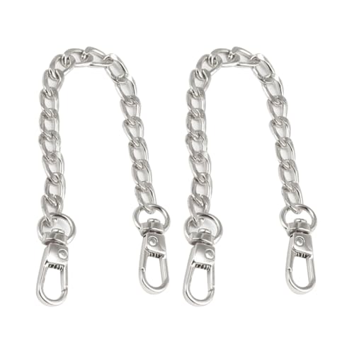 FSSTUD 2 Stück 20 cm Geldbörsen-Gurt-Verlängerungsketten, Metallkette, Taschengurt, Ersatz-Ketten, Schultertaschengurt-Verlängerung, Crossbody-Taschenkette, Zubehör mit Drehverschlüssen, Silber von FSSTUD