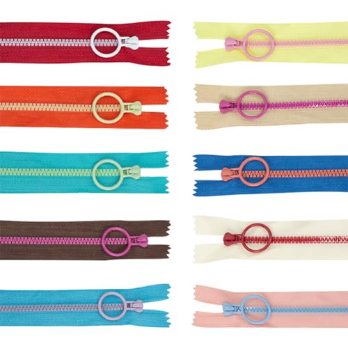 FSSTUD 20 Stück 25 cm Nylon-Harz-Reißverschlüsse, bunte Spiralreißverschlüsse, Näh-Reißverschlüsse, Schneiderkleidung, Kleidung, Ersatzreißverschlüsse mit Ringzug FSSTUD 20 Stück 25 cm Nylon-Harz-Reißverschlüsse, bunte Spiralreißverschlüsse, Näh-Reißverschlüsse, Schneiderkleidung, Kleidung, Ersatzreißverschlüsse mit Ringzug von FSSTUD