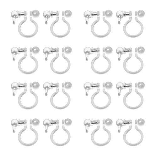 FSSTUD 20 Stück Kunststoff Clip on Ohrringe Konverter Clip Ohrclips mit Offener Schlaufe für Ohrring DIY Silber von FSSTUD