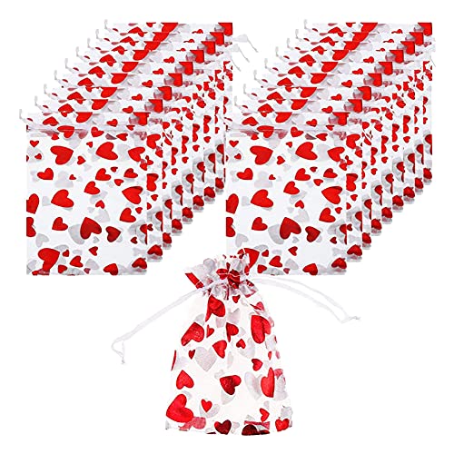FSSTUD 20 Stück Organza Geschenktüten Organzabeutel Organzasäckchen Geschenkbeutel Kordelzugbeutel Schmuckbeutel mit Herz für Hochzeit Weihnachten von FSSTUD