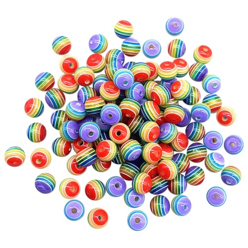 FSSTUD 200 Stück 8 mm kleine, runde gestreifte Perlen, Regenbogen-Kunststoffperlen, Bonbonfarben, Kunstharz-Perlen, bunt, Freundschaftsarmband, Perlen, Bastelarbeiten, Kaugummi-Perlen für FSSTUD 200 Stück 8 mm kleine, runde gestreifte Perlen, Regenbogen-Kunststoffperlen, Bonbonfarben, Kunstharz-Perlen, bunt, Freundschaftsarmband, Perlen, Bastelarbeiten, Kaugummi-Perlen für von FSSTUD