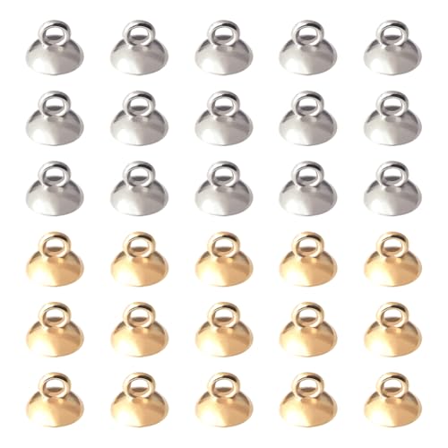 FSSTUD 200 Stück Perlenkappen-Anhänger-Ösen, Kunststoff-Schmuck-Endkappen, runde Bügel-Verschlüsse, baumelnde Charm-Verbindungsstücke, kleine Perlen-Topper mit Schlaufe für Glasanhänger von FSSTUD