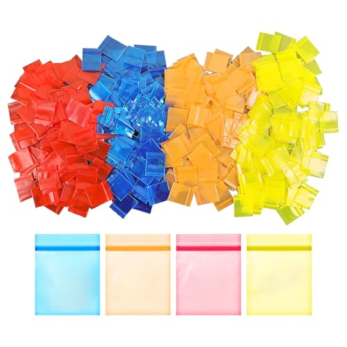 FSSTUD 200 Stück wiederverschließbare Mini-Plastiktüten, kleine Zip-Lock-Beutel, kleine Reißverschluss-Aufbewahrungsbeutel, transparent, bunt, Poly-Verpackungsbeutel, Ohrring-Ring-Organizer, Beutel von FSSTUD
