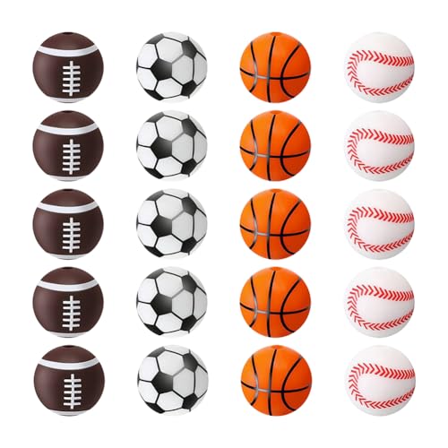 FSSTUD 24 Stück 15 mm Sport-Themen-Perlen, Armbänder, zur Herstellung von Sportperlen, Mini-Perlen, Sportbälle, Basketball, Fußball, Baseball, Schmuckherstellung, Sportanhänger FSSTUD 24 Stück 15 mm Sport-Themen-Perlen, Armbänder, zur Herstellung von Sportperlen, Mini-Perlen, Sportbälle, Basketball, Fußball, Baseball, Schmuckherstellung, Sportanhänger von FSSTUD