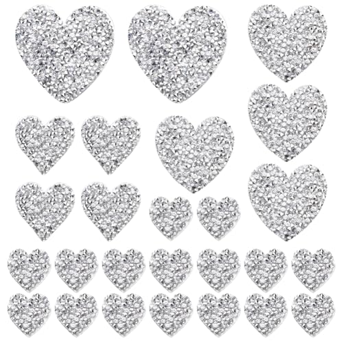 FSSTUD 26 Stück Strass Herz Aufbügler Glitzer Kristall Patches Silber Herz Applikationen Glänzende Kleidung Reparatur Flicken Niedlich Funkeln Patch Hemd Tasche Applikation Verzierungen für Jacken FSSTUD 26 Stück Strass Herz Aufbügler Glitzer Kristall Patches Silber Herz Applikationen Glänzende Kleidung Reparatur Flicken Niedlich Funkeln Patch Hemd Tasche Applikation Verzierungen für Jacken von FSSTUD
