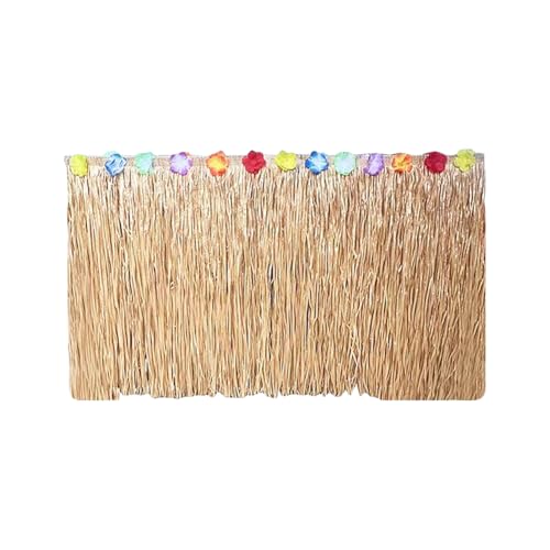 FSSTUD 275x75cm Luau Gras Tischrock Tropische Hula Party Tischrock Hawaii Geburtstag Tischdecke Dschungel Thema Tischdecke Dekorationen mit bunten Blumen für Garten von FSSTUD