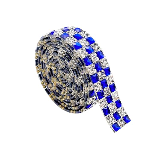 FSSTUD 3-reihiges Strassband aus Glas, Kristall, selbstklebend, Diamantstreifen, Verzierung, Glitzer, Strass, Verzierung, Bänder, Schmuck-Bastelband, Edelsteinband, Blau, 2,7 m x 1,2 cm FSSTUD 3-reihiges Strassband aus Glas, Kristall, selbstklebend, Diamantstreifen, Verzierung, Glitzer, Strass, Verzierung, Bänder, Schmuck-Bastelband, Edelsteinband, Blau, 2,7 m x 1,2 cm von FSSTUD