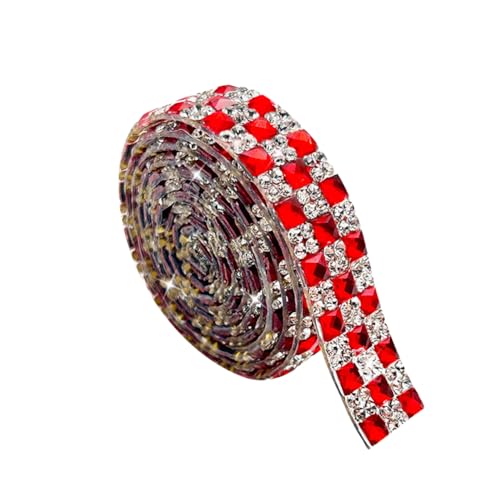 FSSTUD 3-reihiges Strassband aus Glas, Kristall, selbstklebend, Diamantstreifen, Verzierung, Glitzer, Strass, Verzierung, Schmuckband, Schmucksteinband, Rot, 2,7 m x 1,2 cm FSSTUD 3-reihiges Strassband aus Glas, Kristall, selbstklebend, Diamantstreifen, Verzierung, Glitzer, Strass, Verzierung, Schmuckband, Schmucksteinband, Rot, 2,7 m x 1,2 cm von FSSTUD
