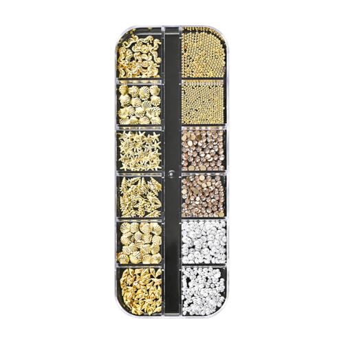 FSSTUD 3D-Nagelanhänger mit Meeresmotiven, Mini-Glitzersteine, Perlen, Seestern, Muschel, Nagelkunst, Maniküre, Kunstdekorationen mit Aufbewahrungsbox von FSSTUD