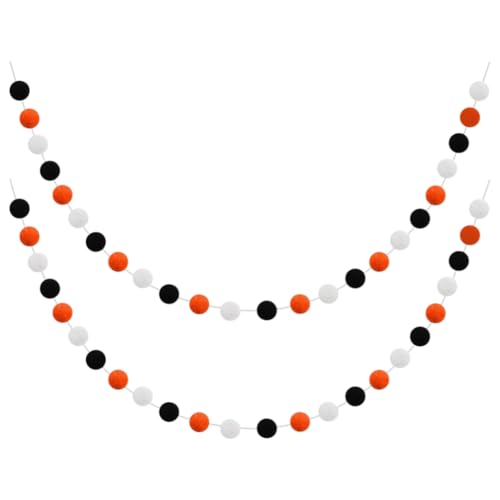 FSSTUD 4 m 60 Bälle schwarz weiß orange Pom Pom Girlande Halloween Filzball Girlande farbige Pom Pom Schnur hängende Pom Pom Ball Ornament Filz Pom Pom Dekoration für Party FSSTUD 4 m 60 Bälle schwarz weiß orange Pom Pom Girlande Halloween Filzball Girlande farbige Pom Pom Schnur hängende Pom Pom Ball Ornament Filz Pom Pom Dekoration für Party von FSSTUD