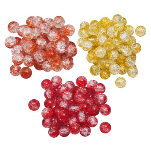 FSSTUD 450 Stück 8 mm runde Herbst-Crackle-Perlen in Orange, Rot, Gelb, Glasperlen, rissige Schmuckherstellung, Herbst-Kristallperlen, Erntedankfest, Abstandshalter für Halskette, Armband von FSSTUD