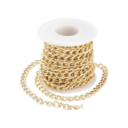 FSSTUD 5 Meter Aluminium-Panzerketten, gedrehte Kettenglieder, dicke Kettenglieder, goldene Halskettenrolle, dekorative Schmuckherstellung, Kette zum Basteln FSSTUD 5 Meter Aluminium-Panzerketten, gedrehte Kettenglieder, dicke Kettenglieder, goldene Halskettenrolle, dekorative Schmuckherstellung, Kette zum Basteln von FSSTUD