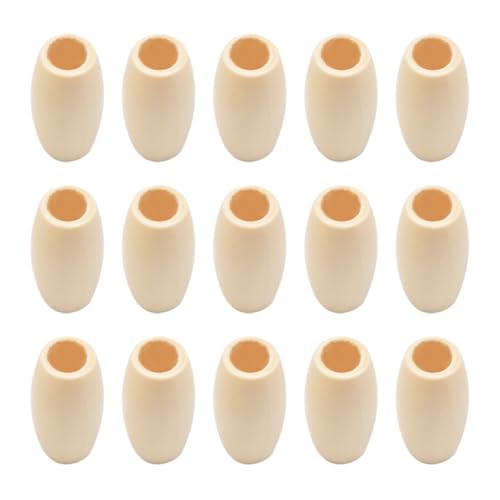 FSSTUD 50 Stück 20 x 30 mm natürliche ovale Holzperlen, Holzrohr-Abstandshalter, großes Loch, Fassperlen, Haarflechtperlen, lose Armbandherstellung, Perlen für Halskette, Ohrring von FSSTUD