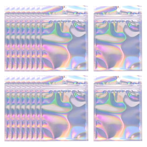 FSSTUD 50 Stück 6 x 10 cm holografische Druckverschlussbeutel, transparent, Mylar-Beutel, niedlich, kleine Plastiktüten, Schmuck, wiederverschließbare Folienbeutel, Lebensmittelaufbewahrungsbeutel FSSTUD 50 Stück 6 x 10 cm holografische Druckverschlussbeutel, transparent, Mylar-Beutel, niedlich, kleine Plastiktüten, Schmuck, wiederverschließbare Folienbeutel, Lebensmittelaufbewahrungsbeutel von FSSTUD