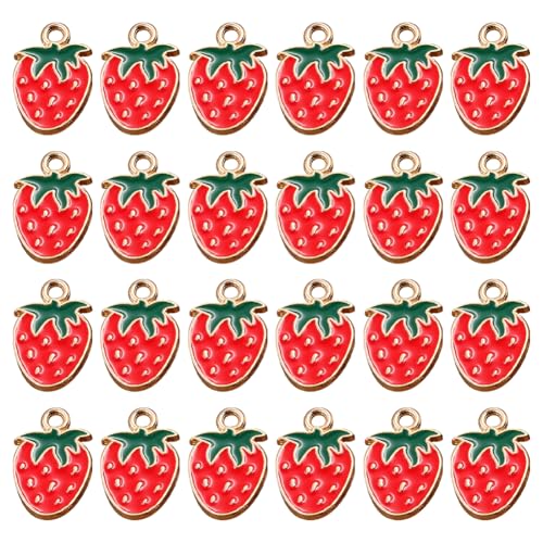 FSSTUD 50 Stück Erdbeer-Emaille-Charms, Erdbeer-Metallanhänger, Schmuckanhänger, Erdbeeren, Legierung, Obstanhänger, kleine Erdbeer-Anhänger für Schlüsselanhänger, Basteln FSSTUD 50 Stück Erdbeer-Emaille-Charms, Erdbeer-Metallanhänger, Schmuckanhänger, Erdbeeren, Legierung, Obstanhänger, kleine Erdbeer-Anhänger für Schlüsselanhänger, Basteln von FSSTUD