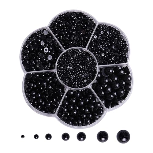 FSSTUD 5600 Stück Halb-Imitations-Perlen, flache Rückseite, Bastelperlen, flache Rückseite, Kunst-Make-Up-Perlen, sortiert, kleine Perlen, Scrapbooking, Verzierung, Peals mit Aufbewahrungsbox, Schwarz FSSTUD 5600 Stück Halb-Imitations-Perlen, flache Rückseite, Bastelperlen, flache Rückseite, Kunst-Make-Up-Perlen, sortiert, kleine Perlen, Scrapbooking, Verzierung, Peals mit Aufbewahrungsbox, Schwarz von FSSTUD