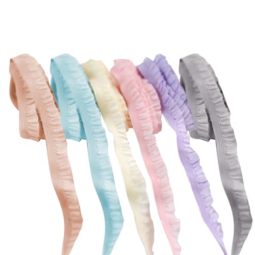 FSSTUD 6 Stück 1 m x 1 cm elastische Plissee-Spitzenbordüre, dünne Rüschenbänder, Stretch-Rüschenbänder, Hochzeitskleid, Dekoration, Borten, bunte Kleidung, Nähborten für Kragen, Ärmel FSSTUD 6 Stück 1 m x 1 cm elastische Plissee-Spitzenbordüre, dünne Rüschenbänder, Stretch-Rüschenbänder, Hochzeitskleid, Dekoration, Borten, bunte Kleidung, Nähborten für Kragen, Ärmel von FSSTUD