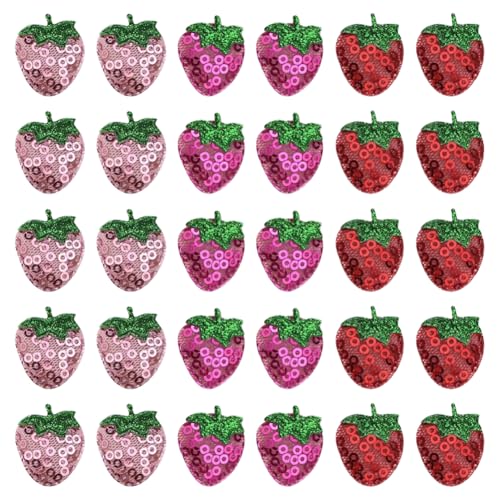 FSSTUD 60 Stück Pailletten-Erdbeer-Aufnäher zum Aufnähen auf Erdbeer-Applikationen, niedliche Obst-Flicken, Glitzer, bestickte Applikation, Kleidung, Jacke, Nähflicken für Kleidung, Stirnbänder FSSTUD 60 Stück Pailletten-Erdbeer-Aufnäher zum Aufnähen auf Erdbeer-Applikationen, niedliche Obst-Flicken, Glitzer, bestickte Applikation, Kleidung, Jacke, Nähflicken für Kleidung, Stirnbänder von FSSTUD