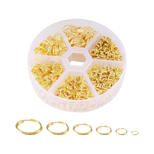 FSSTUD 690 Stück kleine geteilte Binderinge mit Doppelschlaufe, runder Metall-Schlüsselanhänger, Verbindungsringe, Schmuckherstellung, O-Ringe, Mini-Bastelringe für Ohrringe, Armbänder, goldfarben FSSTUD 690 Stück kleine geteilte Binderinge mit Doppelschlaufe, runder Metall-Schlüsselanhänger, Verbindungsringe, Schmuckherstellung, O-Ringe, Mini-Bastelringe für Ohrringe, Armbänder, goldfarben von FSSTUD