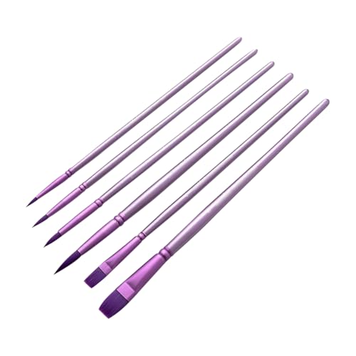 FSSTUD Acryl-Pinsel-Set, rund, Nylonhaar, klein, flach, Künstlerpinsel, Aquarell-, Ölmalpinsel-Set mit Holzgriff, Violett, 6-teilig FSSTUD Acryl-Pinsel-Set, rund, Nylonhaar, klein, flach, Künstlerpinsel, Aquarell-, Ölmalpinsel-Set mit Holzgriff, Violett, 6-teilig von FSSTUD