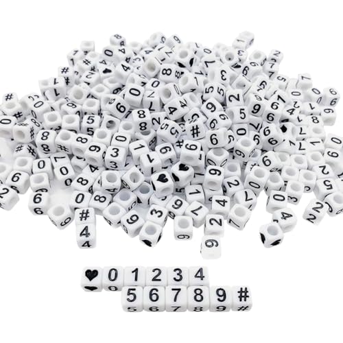 FSSTUD Acryl-Zahlenperlen mit großem Loch, quadratisch, Freundschaftsarmband, Abstandshalter, Schmuckherstellung, lose Perlen für DIY-Schlüsselanhänger, 800 Stück FSSTUD Acryl-Zahlenperlen mit großem Loch, quadratisch, Freundschaftsarmband, Abstandshalter, Schmuckherstellung, lose Perlen für DIY-Schlüsselanhänger, 800 Stück von FSSTUD