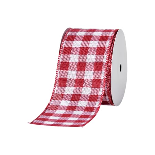 FSSTUD Dekoband mit Drahtrand, 9 m, 6,3 cm, kariert, dekorativ, kariert, Bauernhaus-Bastelband, Juteband, Weihnachtsbaumband, Party-Bänder, Rot und Weiß FSSTUD Dekoband mit Drahtrand, 9 m, 6,3 cm, kariert, dekorativ, kariert, Bauernhaus-Bastelband, Juteband, Weihnachtsbaumband, Party-Bänder, Rot und Weiß von FSSTUD