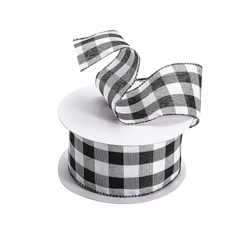 FSSTUD Geschenkband für Weihnachten, kariert, Büffelkariert, Geschenkband, Urlaub, Festival, Schleifenband, Bastelband, schwarz, weiß, 4,5 m FSSTUD Geschenkband für Weihnachten, kariert, Büffelkariert, Geschenkband, Urlaub, Festival, Schleifenband, Bastelband, schwarz, weiß, 4,5 m von FSSTUD