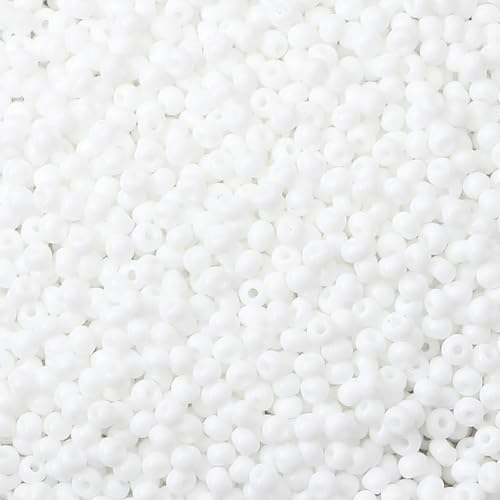 FSSTUD Glasperlen, 4 mm, Mini-Perlen, kleine Abstandshalter, feine Schmuckherstellung, kleine Perlen, Freundschaftsarmband, lose Bastelperlen, weiß, 3000 Stück FSSTUD Glasperlen, 4 mm, Mini-Perlen, kleine Abstandshalter, feine Schmuckherstellung, kleine Perlen, Freundschaftsarmband, lose Bastelperlen, weiß, 3000 Stück von FSSTUD