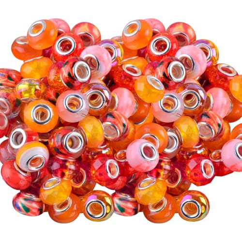 FSSTUD Glasperlen mit großem Loch, 15 mm, sortiert, europäische Bastelperlen, Stiftperlen, Abstandshalter, Armbandherstellung, lose dekorative Perlen für Dekoration, Orange, 60 Stück FSSTUD Glasperlen mit großem Loch, 15 mm, sortiert, europäische Bastelperlen, Stiftperlen, Abstandshalter, Armbandherstellung, lose dekorative Perlen für Dekoration, Orange, 60 Stück von FSSTUD
