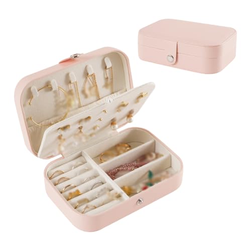 FSSTUD Kleine Schmuckschatulle aus PU-Leder, tragbar, für Reisen, Schmuck, Ketten, Armbänder, Halsketten, Ohrstecker, Ohrringe, Organizer, Box, tragbarer Ring-Organizer mit Verschlüssen, Orange / Rosa FSSTUD Kleine Schmuckschatulle aus PU-Leder, tragbar, für Reisen, Schmuck, Ketten, Armbänder, Halsketten, Ohrstecker, Ohrringe, Organizer, Box, tragbarer Ring-Organizer mit Verschlüssen, Orange / Rosa von FSSTUD