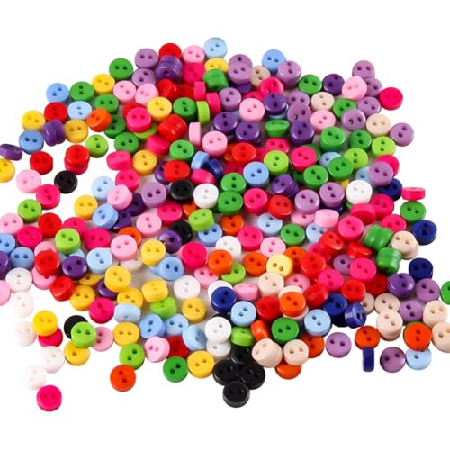 FSSTUD Kleine runde Kunstharzknöpfe, 2 Löcher, bunte Nähknöpfe, Mini-Puppe, Kleidung, Scrapbooking, Verzierungen, dekorative Kleidungsknöpfe für Heimwerker, ca. 600 Stück von FSSTUD