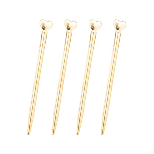FSSTUD Kugelschreiber in Herzform, niedlich, einziehbar, Metallstift, glattes Schreiben, Hochzeitsstifte, dekorative schwarze Tinte, Notizen, Schreibwaren, Zubehör für Brautparty, goldfarben, 4 Stück FSSTUD Kugelschreiber in Herzform, niedlich, einziehbar, Metallstift, glattes Schreiben, Hochzeitsstifte, dekorative schwarze Tinte, Notizen, Schreibwaren, Zubehör für Brautparty, goldfarben, 4 Stück von FSSTUD