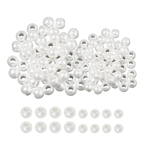 FSSTUD Kunstperlen mit großem Loch, 8 mm und 10 mm, Schmuckherstellung, weiße runde europäische Perlen, Acryl, Rondelle, Abstandshalter, dekorative lose Perlen, ca. 780 Stück FSSTUD Kunstperlen mit großem Loch, 8 mm und 10 mm, Schmuckherstellung, weiße runde europäische Perlen, Acryl, Rondelle, Abstandshalter, dekorative lose Perlen, ca. 780 Stück von FSSTUD