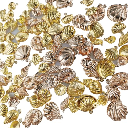 FSSTUD Metall-Muschel-Charm, Muschel-Charm, Meerestier-Anhänger, verschiedene Ozeanmotive, zum Basteln, Schmuckherstellung, Muschel für Halskette, Armband, 100 g, 14-22mm length, Kein Edelstein FSSTUD Metall-Muschel-Charm, Muschel-Charm, Meerestier-Anhänger, verschiedene Ozeanmotive, zum Basteln, Schmuckherstellung, Muschel für Halskette, Armband, 100 g, 14-22mm length, Kein Edelstein von FSSTUD