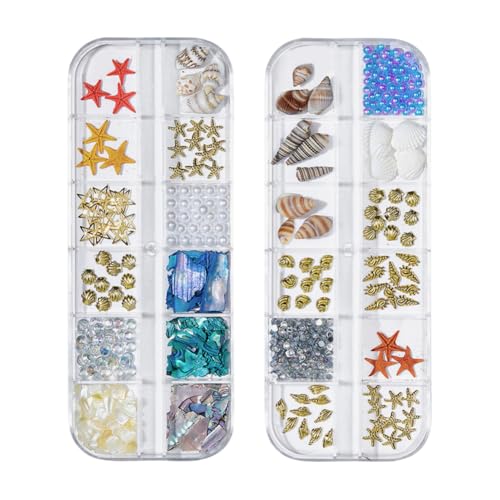 FSSTUD Nagelanhänger für Sommer, Strand, kleine Muscheln, Seestern, Nagelanhänger, Ozean, Nagel-Strasssteine und Perlen, Maniküre-Dekorationen für Salon und Zuhause, mehrfarbig, 3 Stück FSSTUD Nagelanhänger für Sommer, Strand, kleine Muscheln, Seestern, Nagelanhänger, Ozean, Nagel-Strasssteine und Perlen, Maniküre-Dekorationen für Salon und Zuhause, mehrfarbig, 3 Stück von FSSTUD