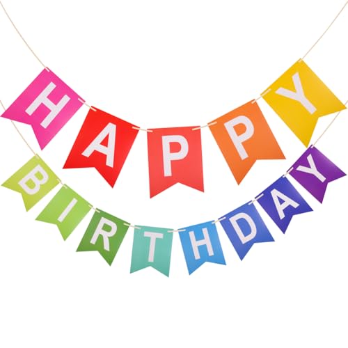 FSSTUD Papier-Wimpelkette mit Aufschrift "Happy Birthday", wiederverwendbar, für Babyparty, Kinderzimmer, hängende Girlande, Hintergrund, Foto-Requisiten für Dekoration, bunt FSSTUD Papier-Wimpelkette mit Aufschrift "Happy Birthday", wiederverwendbar, für Babyparty, Kinderzimmer, hängende Girlande, Hintergrund, Foto-Requisiten für Dekoration, bunt von FSSTUD