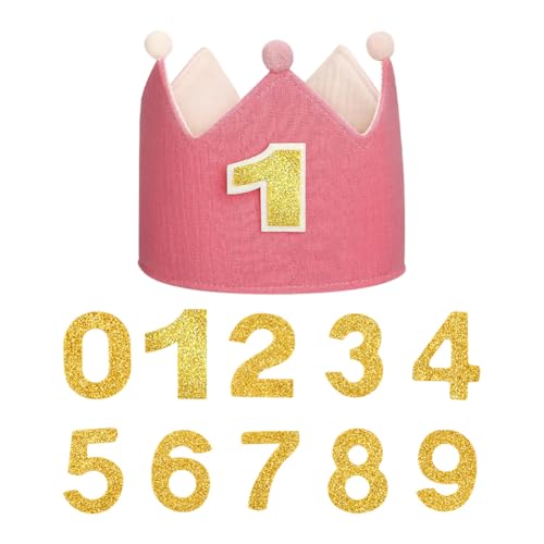 FSSTUD Pom Pom Geburtstag Krone Hut Verstellbar Happy Birthday Tiara Hut Wiederverwendbar Kinder Party Krone Stirnband Foto Requisiten mit Glitzer Zahlen 0 bis 9 für DIY Dekorationen Rosa FSSTUD Pom Pom Geburtstag Krone Hut Verstellbar Happy Birthday Tiara Hut Wiederverwendbar Kinder Party Krone Stirnband Foto Requisiten mit Glitzer Zahlen 0 bis 9 für DIY Dekorationen Rosa von FSSTUD