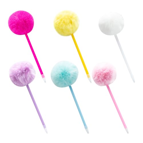 Flauschige Kugelschreiber, bunte Pompom-Stifte, niedliche Plüsch-Kugelschreiber, Schreibwaren, Schreibwaren, Gel-Tintenstifte für Schule, Zuhause, Büro, 6 Stück Flauschige Kugelschreiber, bunte Pompom-Stifte, niedliche Plüsch-Kugelschreiber, Schreibwaren, Schreibwaren, Gel-Tintenstifte für Schule, Zuhause, Büro, 6 Stück von FSSTUD